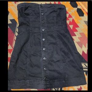 PacSun Jean black strapless mini dress buttons up!